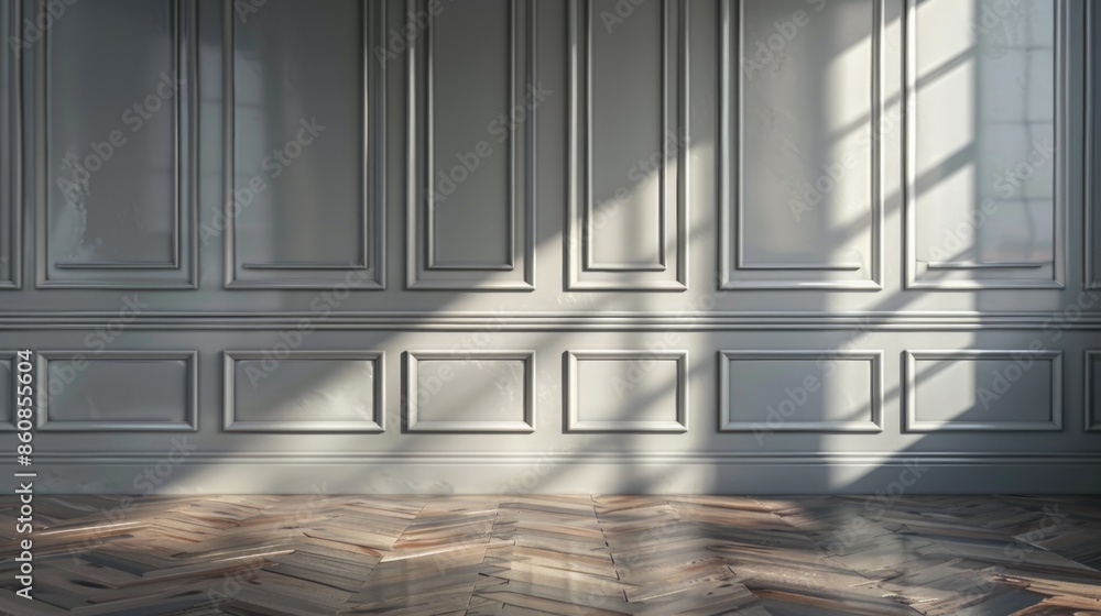 Obraz premium A simple room with a wooden floor and white walls, perfect for interior design or architecture projects