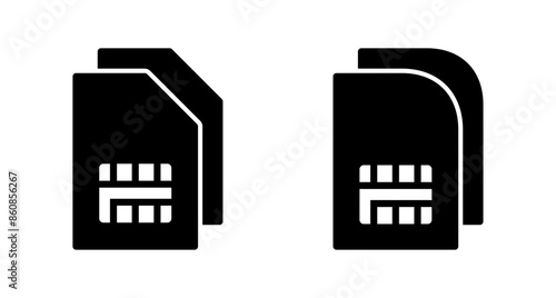 Sim card icon vector isolated on white background. Mobile slot icon. Mobile cellular phone sim card chip.