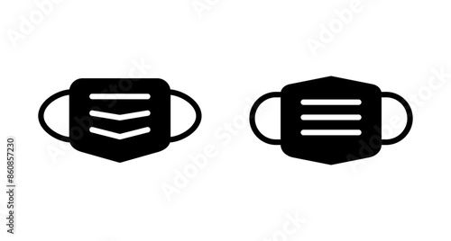 Mask icon vector isolated on white background. Man face with mask icon. Safety breathing masks. Industrial safety N95 mask. Medical mask vector icon.