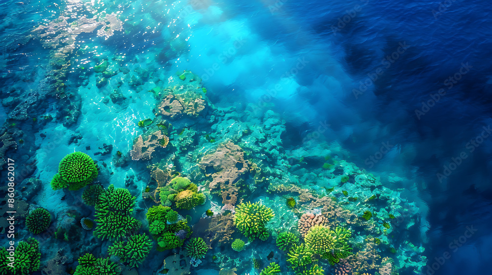 Obraz premium Aerial View of Vibrant Coral Reef