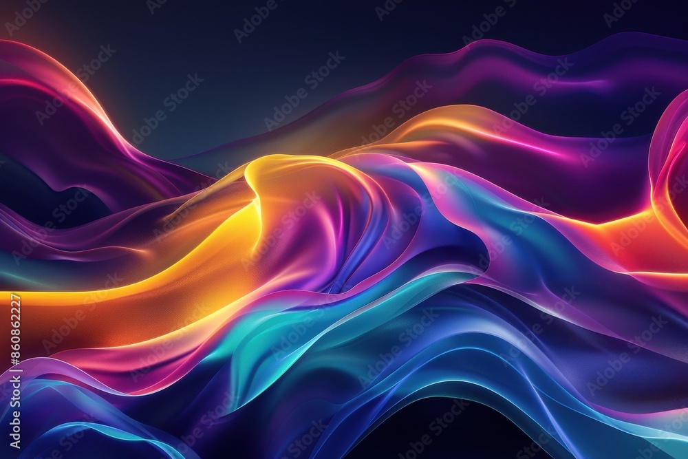 Abstract background with a colorful gradient, holographic waves Abstract background with a colorful gradient, holographic waves