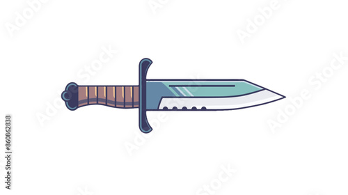 large brown handle army military grade survival hunting shearing buck video game asset sharp metal metallic knife white background completely lossless resizable vector art generative ai