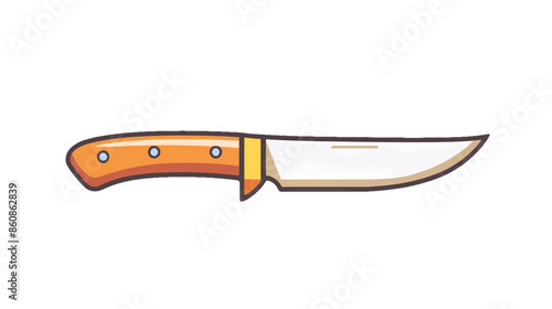 golden brown wooden handle kitchen steak video game asset sharp metal metallic knife white background completely lossless resizable vector art generative ai