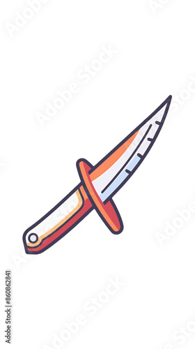 small large red white handle survival hunting fishing army survival military grade video game asset sharp metal metallic knife white background completely lossless resizable vector art generative ai