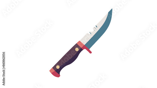 dark brown wood handle standard survival hunting tactical army blade video game asset sharp metal metallic knife white background completely lossless resizable vector art generative ai