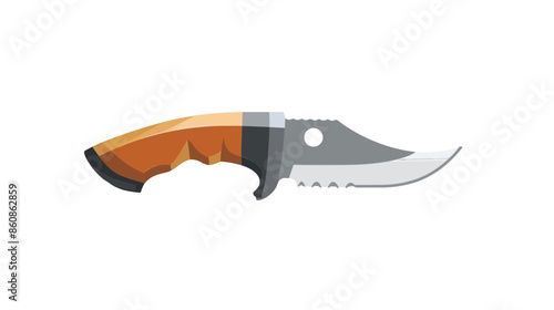 small wood handle grip survival tactical army pocket sized video game asset sharp metal metallic knife white background completely lossless resizable vector art generative ai