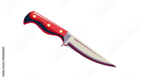 small pocket sized dark cherry red wooden handle silver blade video game asset sharp metal metallic knife white background completely lossless resizable vector art generative ai