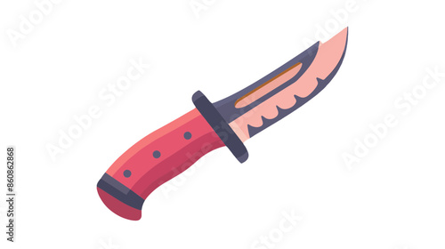 big handle red blue pink survival camping hunting fishing tactical gear video game asset sharp metal metallic knife white background completely lossless resizable vector art generative ai