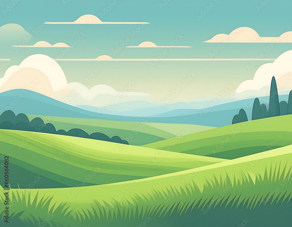 Minimalist mountain scene with trees, flat design. Minimalist mountain scene with trees, flat design.