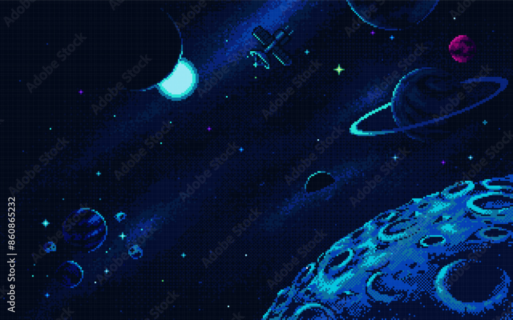 Pixel art illustration Space Background. Pixelated Space Background
