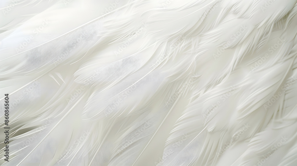 Obraz premium Bright white feather texture Overhead top view flat lay Copy space Birthday card Mothers Valentines Womens Wedding Day concept Selective focus : Generative AI