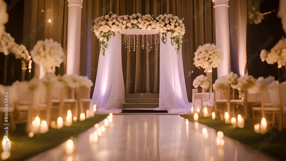 Wedding Ceremony Aisle Decorated With Flowers and Candles Generative AI Wedding Ceremony Aisle Decorated With Flowers and Candles Generative AI