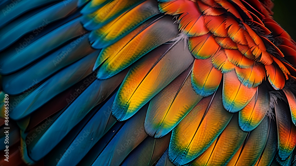 Fototapeta premium macaw feathers showcase nature abstract beauty, AI Generative.