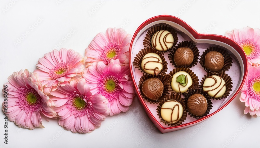 Heart-Shaped Box of Gourmet Chocolates with Flowers Heart-Shaped Box of Gourmet Chocolates with Flowers