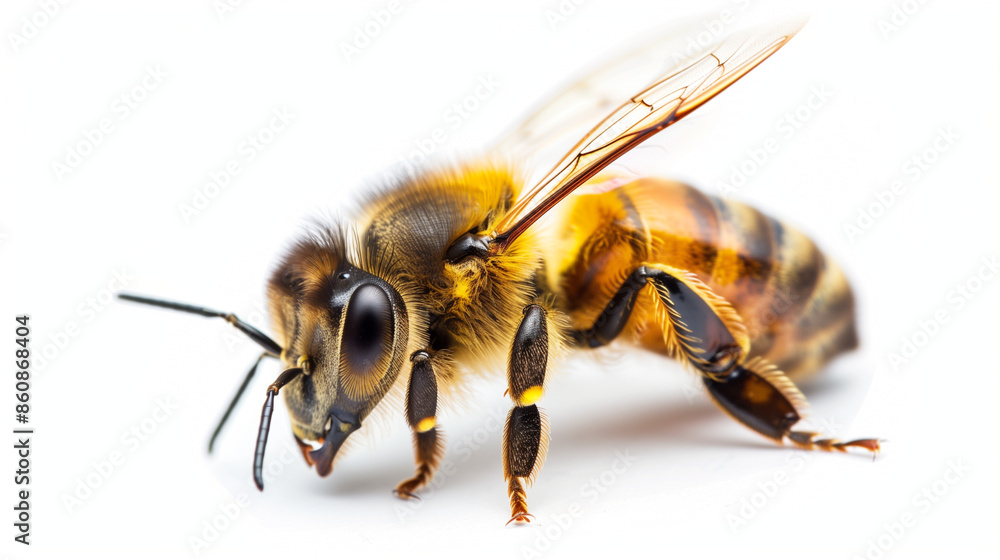 a honey bee isolated on white background a honey bee isolated on white background