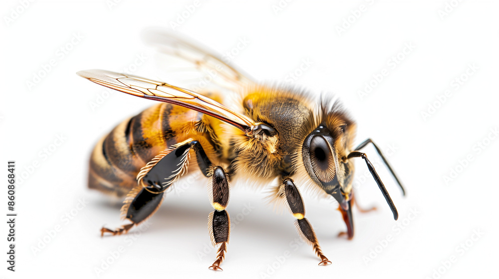 a honey bee isolated on white background a honey bee isolated on white background