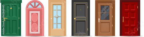 Colourful entrance doorway doors