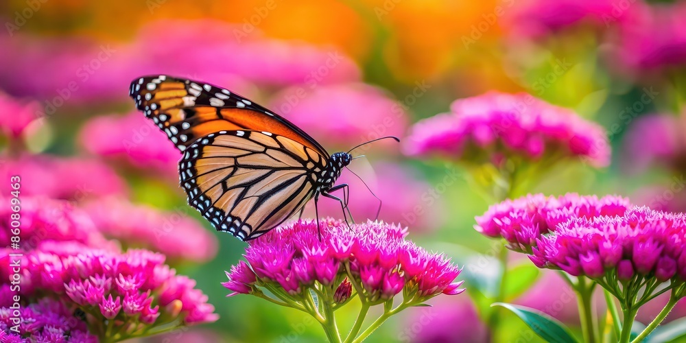 Butterfly perched on vibrant pink flowers in a garden , Butterfly, pink, flowers, garden, nature, vibrant, beautiful Butterfly perched on vibrant pink flowers in a garden , Butterfly, pink, flowers, garden, nature, vibrant, beautiful