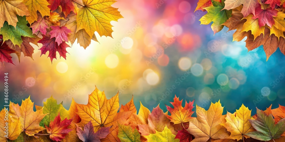 Vibrant autumn leaves against a warm and cool gradient background, representing the beauty of seasonal change, Autumn Vibrant autumn leaves against a warm and cool gradient background, representing the beauty of seasonal change, Autumn
