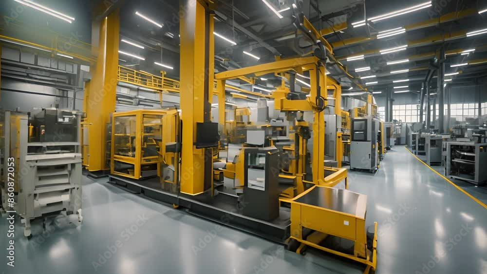 Modern Factory Production Line With Worker Generative AI Modern Factory Production Line With Worker Generative AI