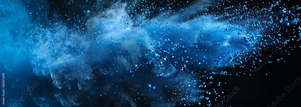 Abstract blue powder splatter background. Blue powder exploding Abstract blue powder splatter background. Blue powder exploding