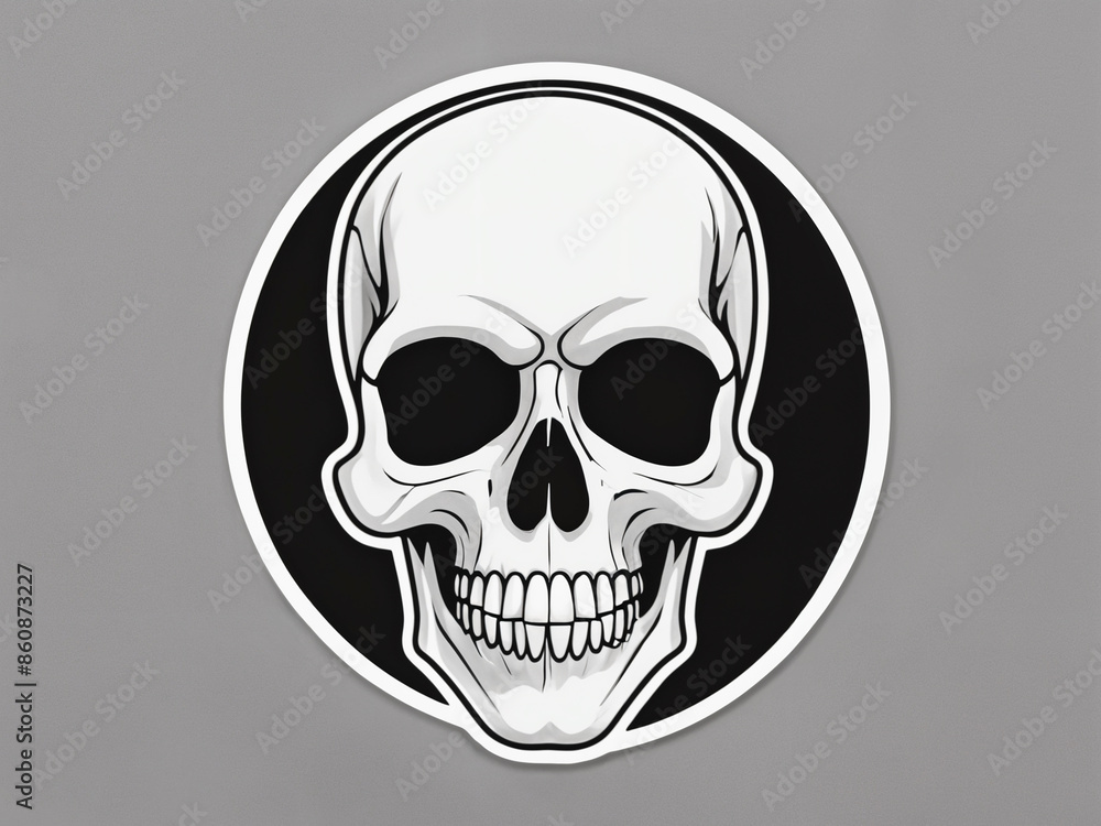 flat design white skull sticker with a white border - generated by ai flat design white skull sticker with a white border - generated by ai