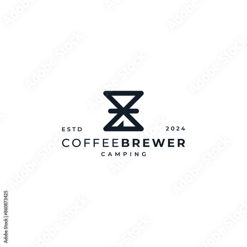 v60 coffee funnel and camper tent for coffee brewers meetup and jamboree logo