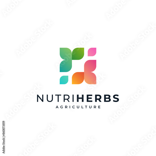 colorful plant nutrition logo with leaves accents