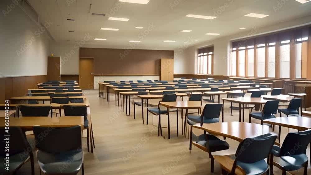 Empty Classroom With Desks and Chairs Generative AI Empty Classroom With Desks and Chairs Generative AI