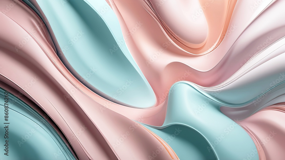 3d rendering of abstract wavy shape in pastel colors