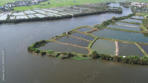 Wallpaper Mural Orbital drone footage of farmlands in Thu Bon river delta on sunny day. Surroundings of Hoi An, Vietnam. Torontodigital.ca