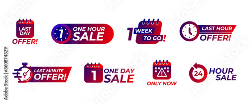 Best deal badge and limited special promotions, including last minute offers and one day sales in vector icon format.
