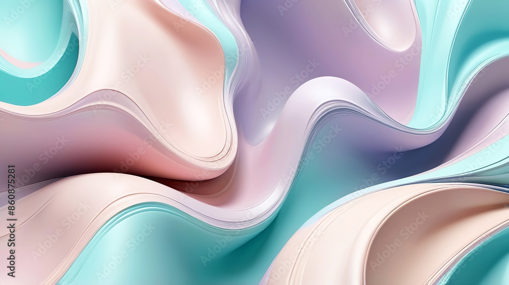 3d rendering of abstract wavy shape in pastel colors