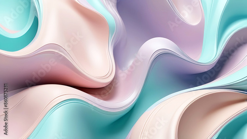 Obraz na płótnie 3d rendering of abstract wavy shape in pastel colors w salonie