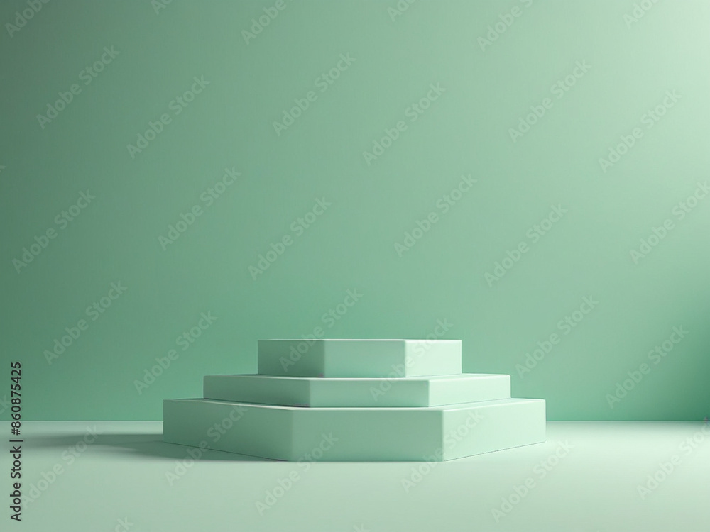 render 3D, Realistic podium in mint green background - generated by ai render 3D, Realistic podium in mint green background - generated by ai