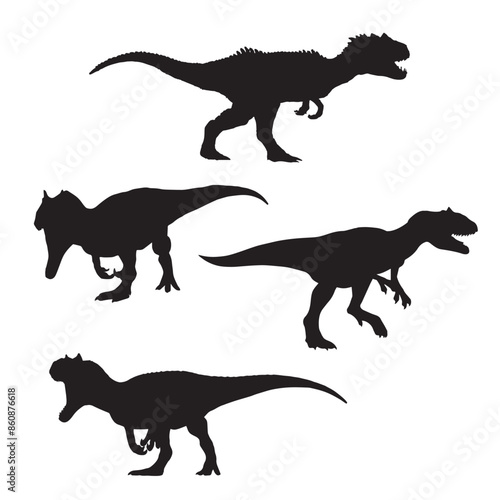 Allosaurus Dinosaur Illustration Silhouette Vector Set