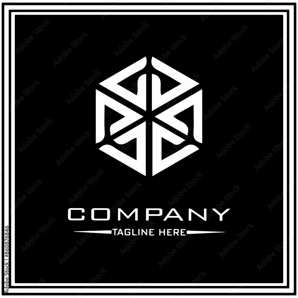 Fototapeta premium abstract logo design, black and white geometric technology icon