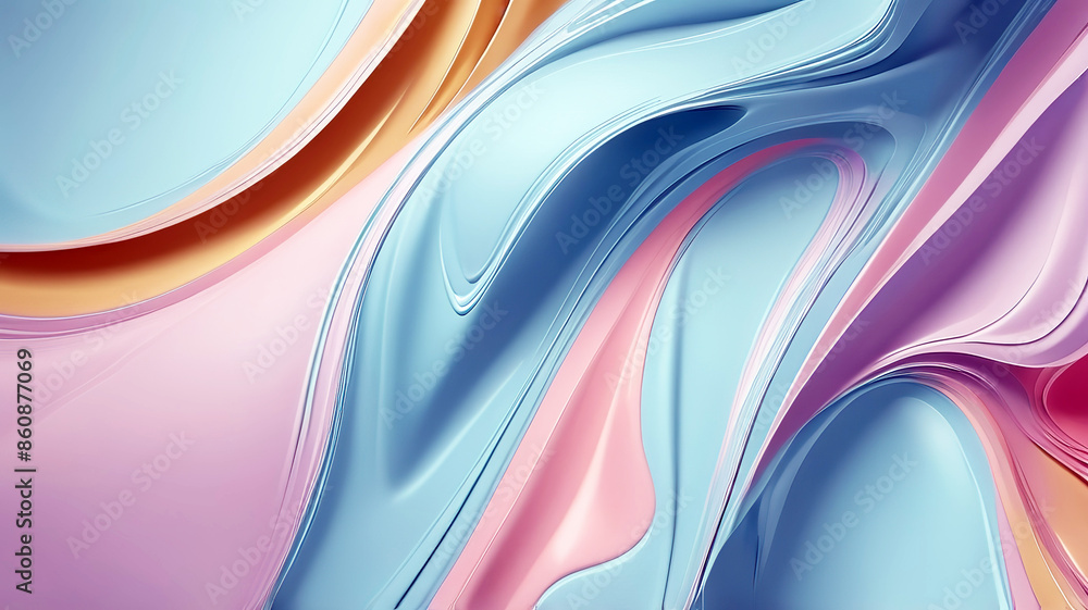3d rendering of abstract wavy shape in pastel colors