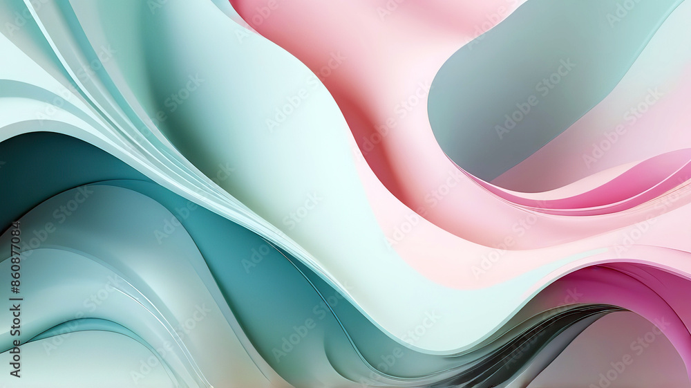 3d rendering of abstract wavy shape in pastel colors