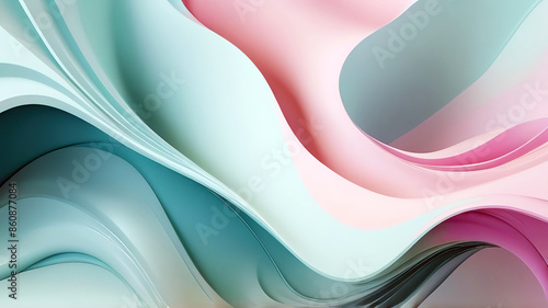 Obraz na płótnie 3d rendering of abstract wavy shape in pastel colors w salonie