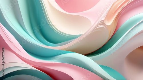 Obraz na płótnie 3d rendering of abstract wavy shape in pastel colors w salonie