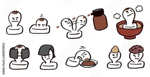 正月の定番のかわいい餅のキャライラスト