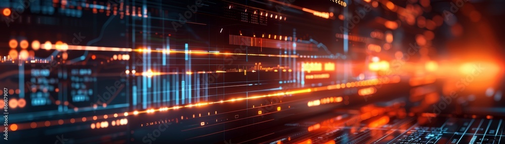 Futuristic Financial Data Analysis Chart on Glass Screen Futuristic Financial Data Analysis Chart on Glass Screen