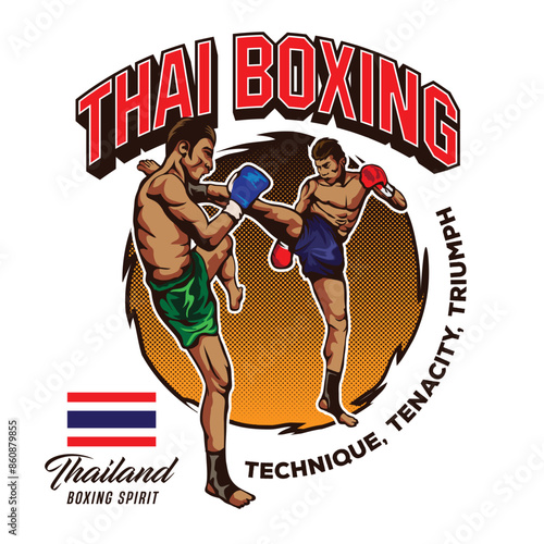 Thai Boxing martial art vector illustration, perfect for t shirt design