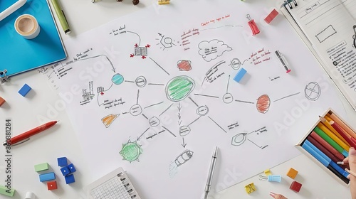 Brainstorming Session with Hand Drawn Mind Map