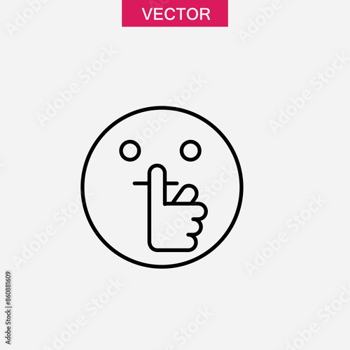 Emoticon making silence outline icon. vector flat simple illustration on white background..eps