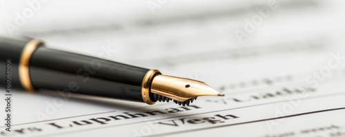 Wallpaper Mural Gold Fountain Pen on a White Paper Torontodigital.ca