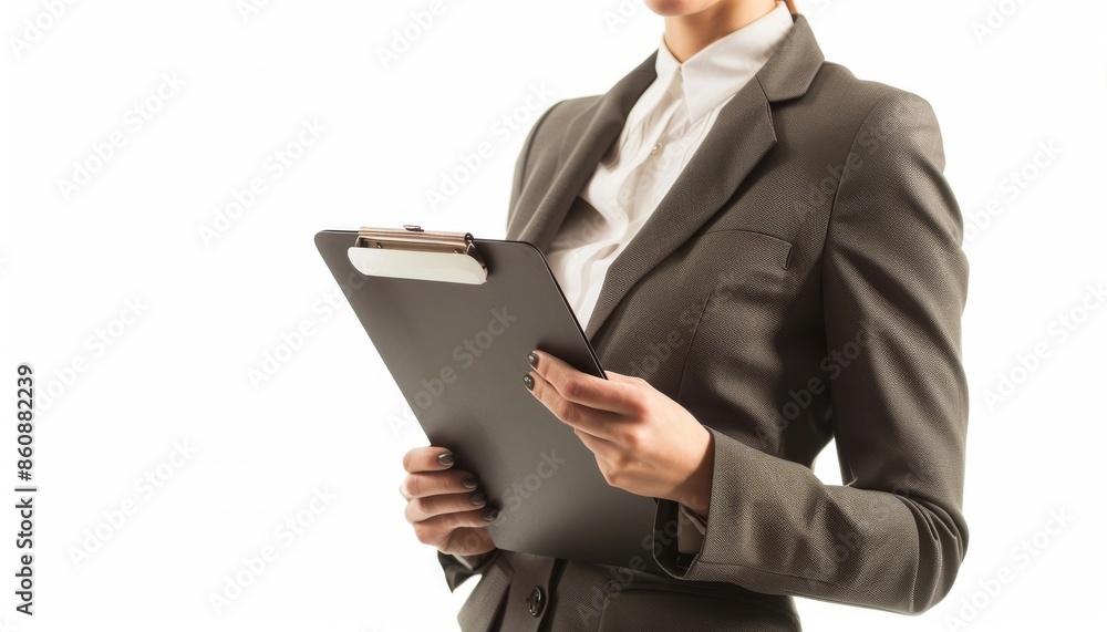 Businesswoman Holding Clipboard
