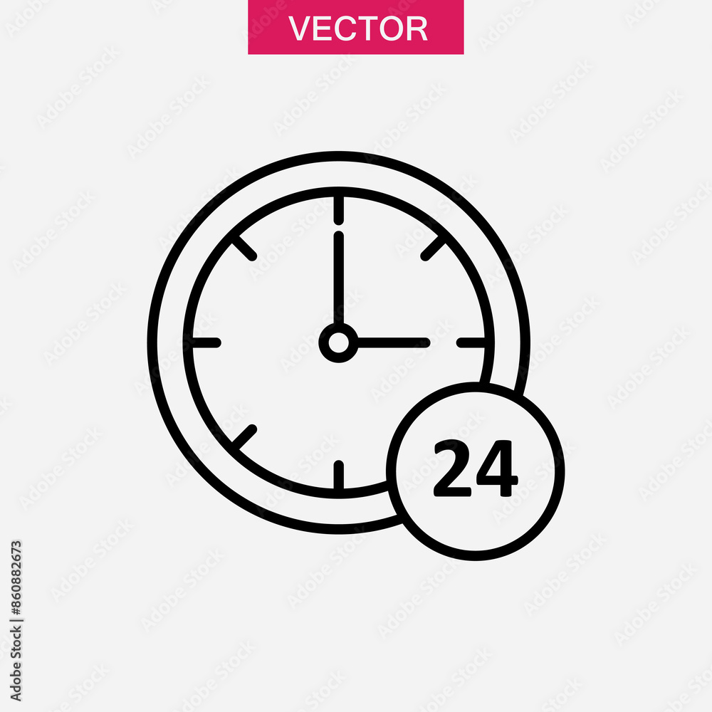 24 hours support outline icon. vector flat trendy style illustration for web and app on white background..eps 24 hours support outline icon. vector flat trendy style illustration for web and app on white background..eps