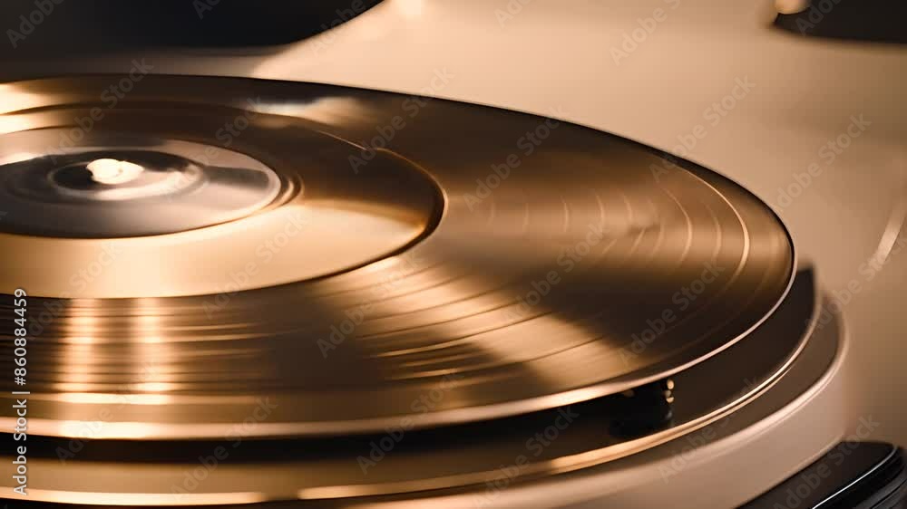 Close Up of Gold Record on Turntable Generative AI Close Up of Gold Record on Turntable Generative AI